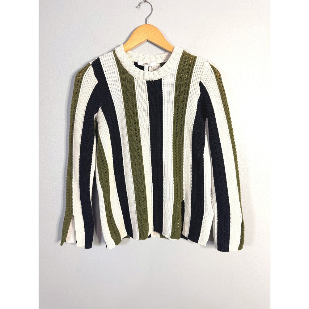 10 Crosby Derek Lam Striped Sweater in Olive, Black, and White